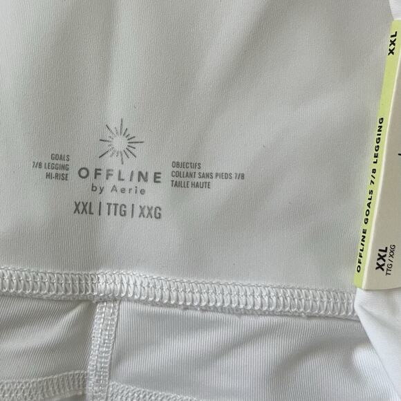 Aerie Offline Goals Athletic 7/8 Leggings Size XXL White Gym Athleisure Workout - Picture 3 of 6